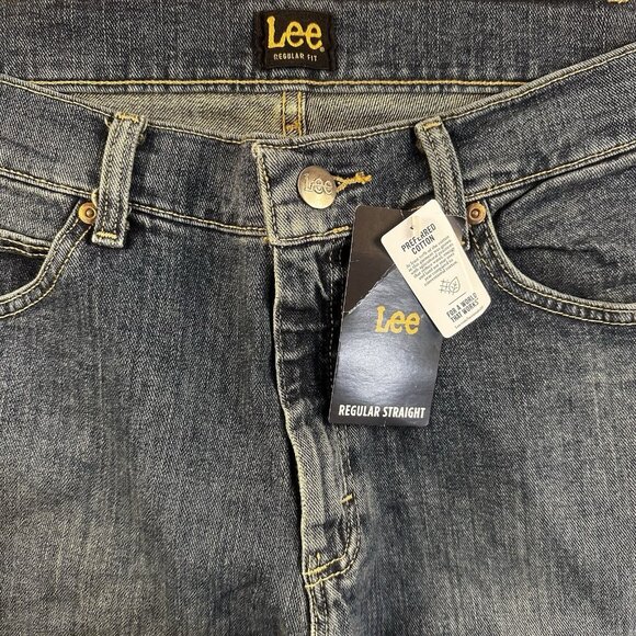 Lee Mens Regular Straight Fit Dark Wash Jeans 36x29 Horizon Denim Classic Style - Picture 8 of 11